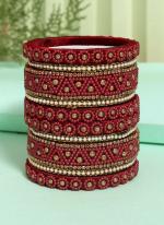   Wedding Wear  Maroon Color Thread Bangle Set:-2.4,2.6,2.8